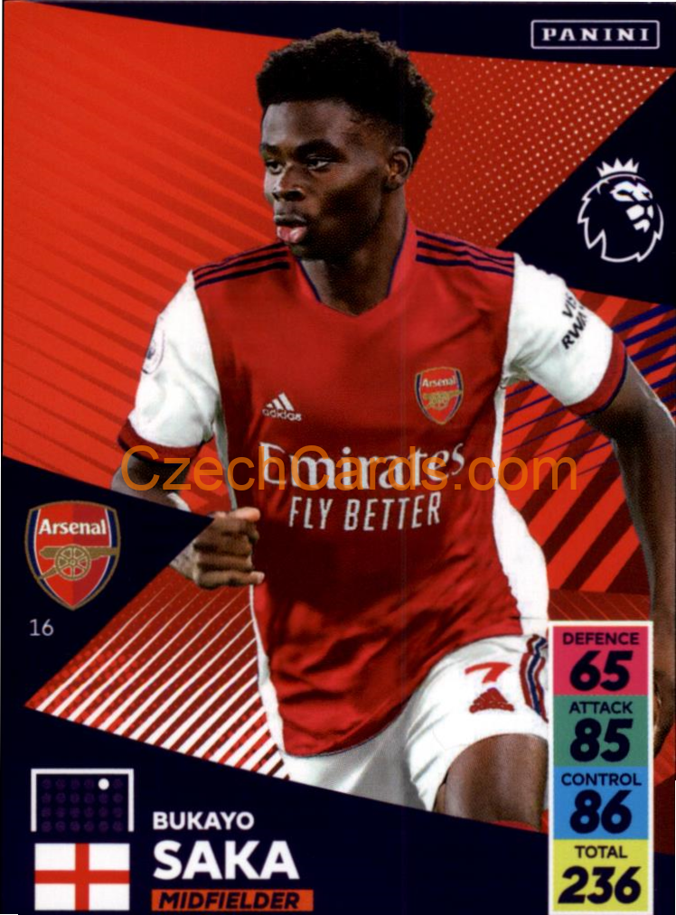 Bukayo Saka 2021/22 Panini Adrenalyn EPL #16