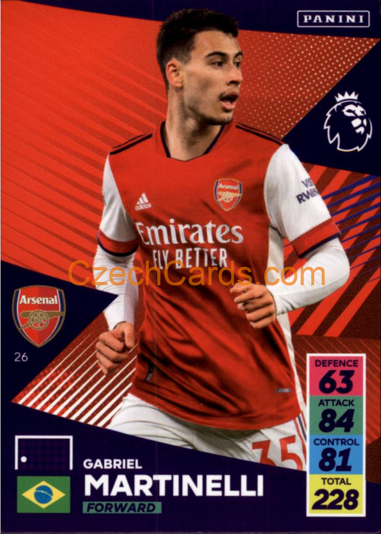 Gabriel Martinelli 2021/22 Panini Adrenalyn EPL #26