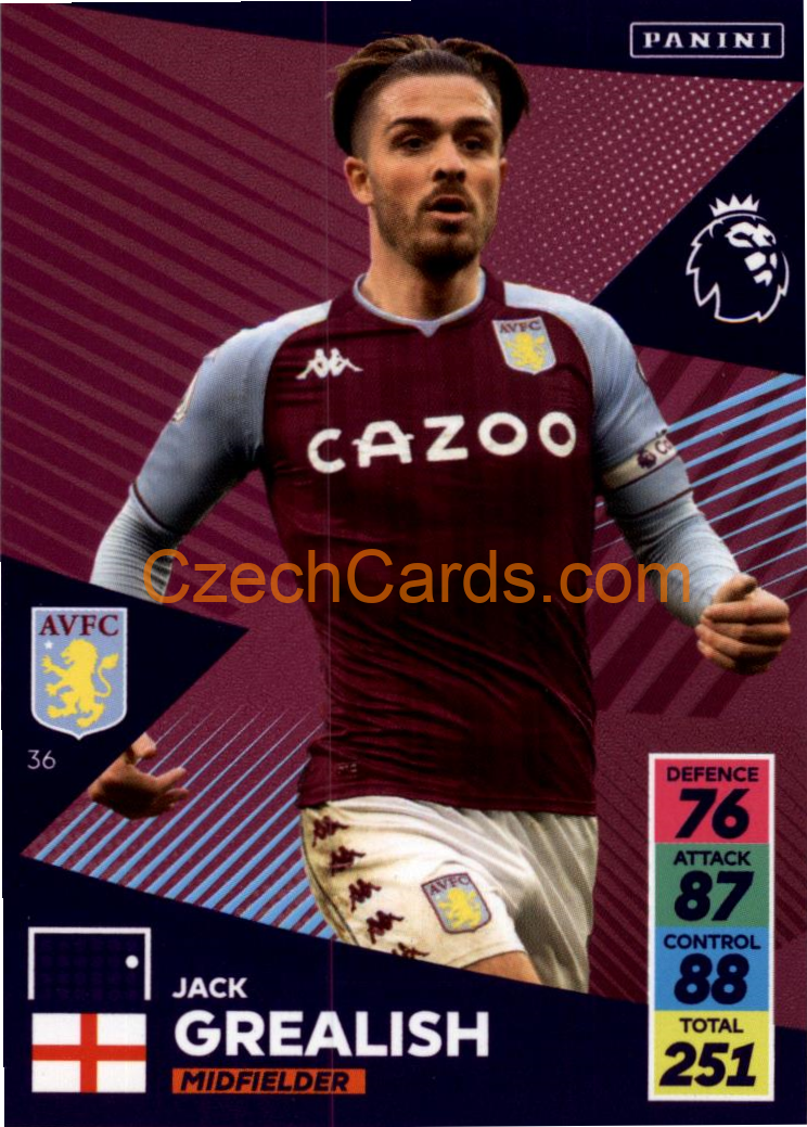 Jack Grealish 2021/22 Panini Adrenalyn EPL #36