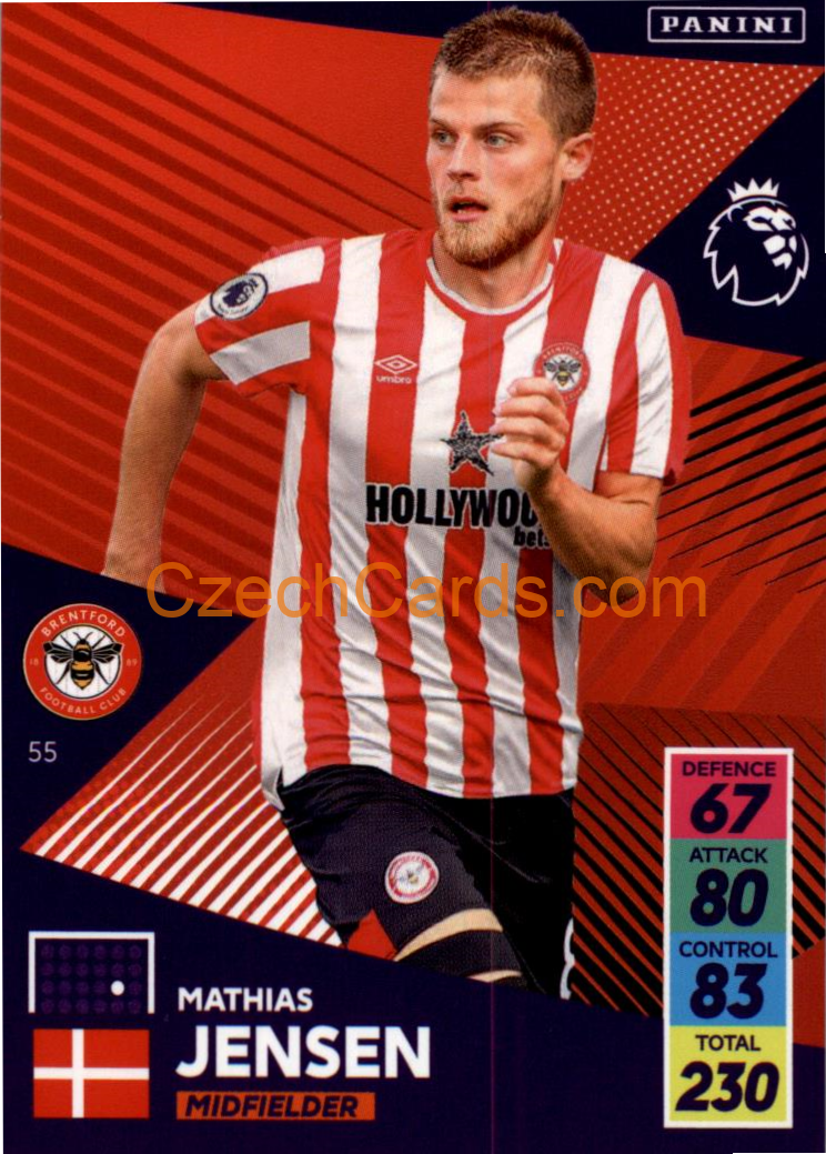 Mathias Jensen 2021/22 Panini Adrenalyn EPL #55