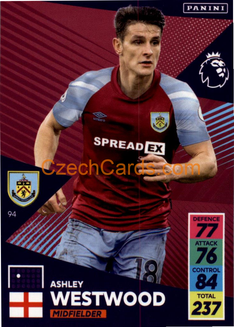 Ashley Westwood 2021/22 Panini Adrenalyn EPL #94