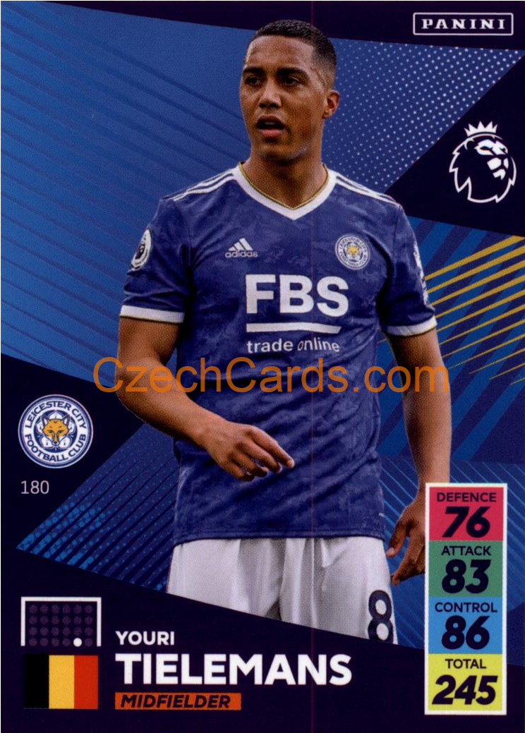 Youri Tielemans 2021/22 Panini Adrenalyn EPL #180