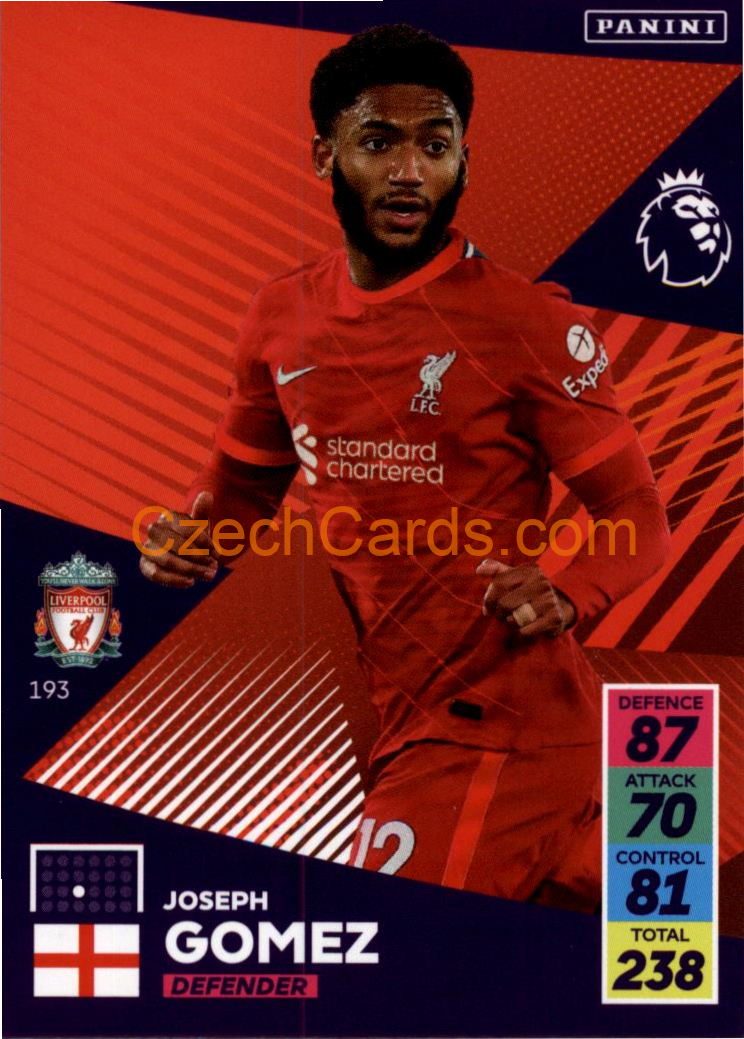 Joe Gomez 2021/22 Panini Adrenalyn EPL #193