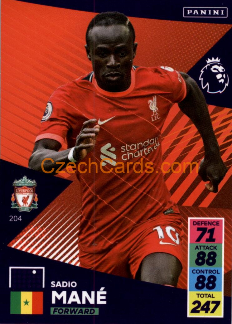Sadio Mané 2021/22 Panini Adrenalyn EPL #204