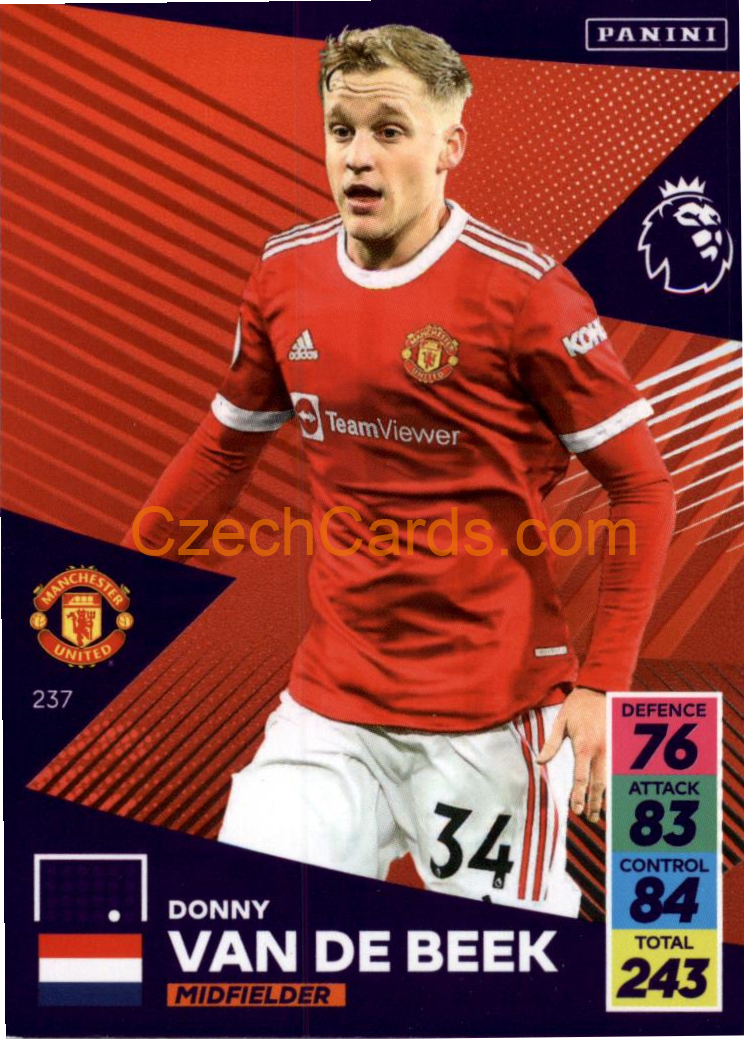 Donny van de Beek 2021/22 Panini Adrenalyn EPL #237