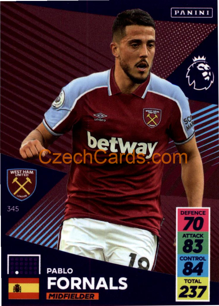 Pablo Fornals 2021/22 Panini Adrenalyn EPL #345