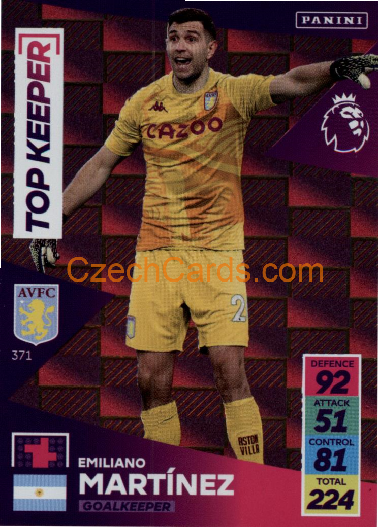 Emiliano Martínez 2021/22 Panini Adrenalyn EPL Top Keeper #371