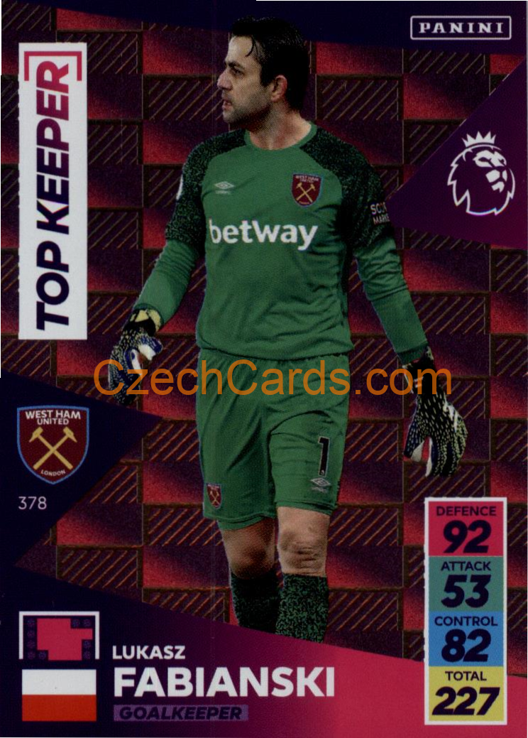 Lukasz Fabianski 2021/22 Panini Adrenalyn EPL Top Keeper #378