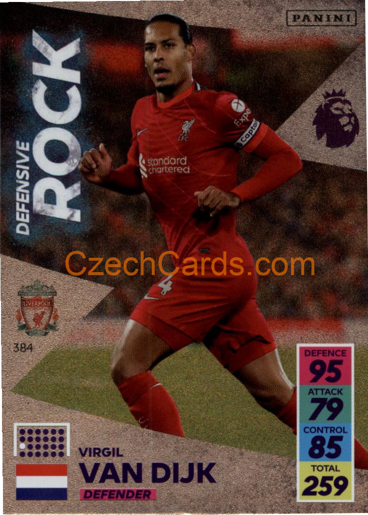 Virgil van Dijk 2021/22 Panini Adrenalyn EPL Defensive Rock #384