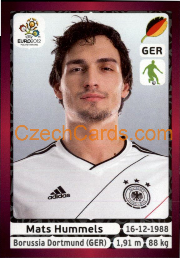 Mats Hummels 2012 Panini EURO sticker #235