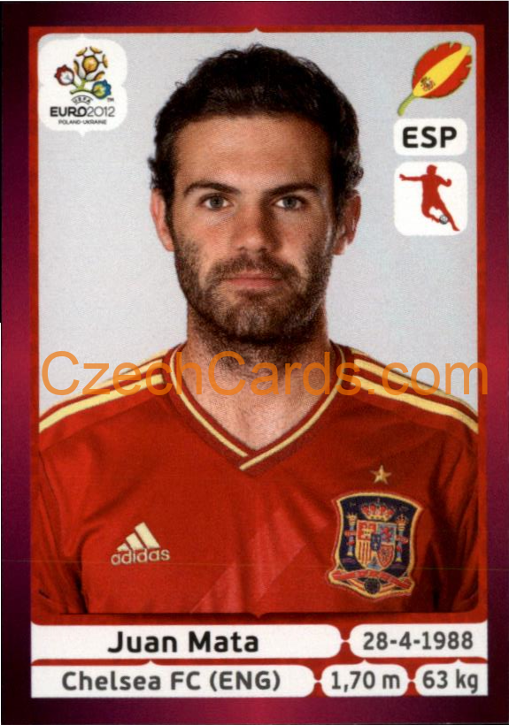 Juan Mata 2012 Panini EURO sticker #301