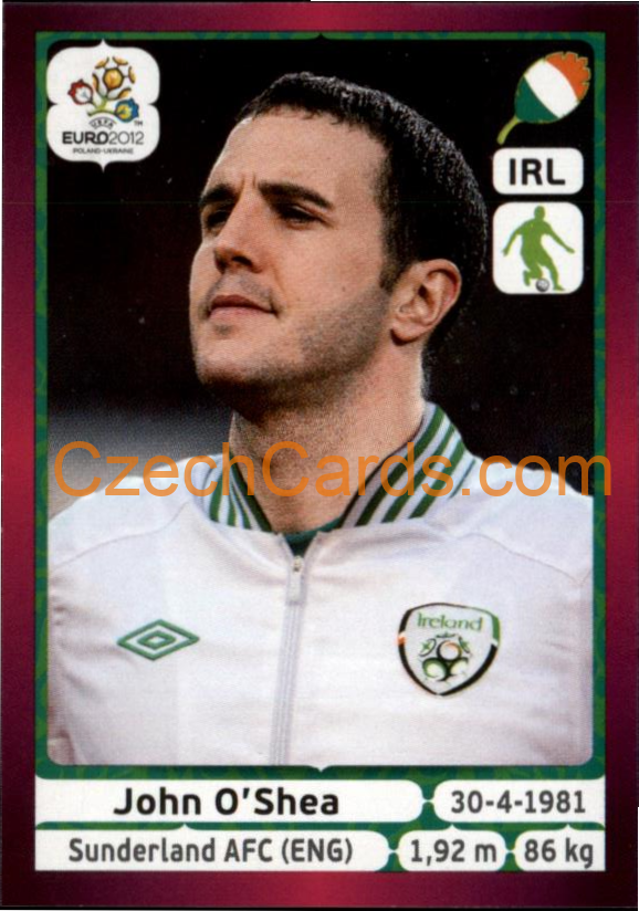 John O'Shea 2012 Panini EURO sticker #349