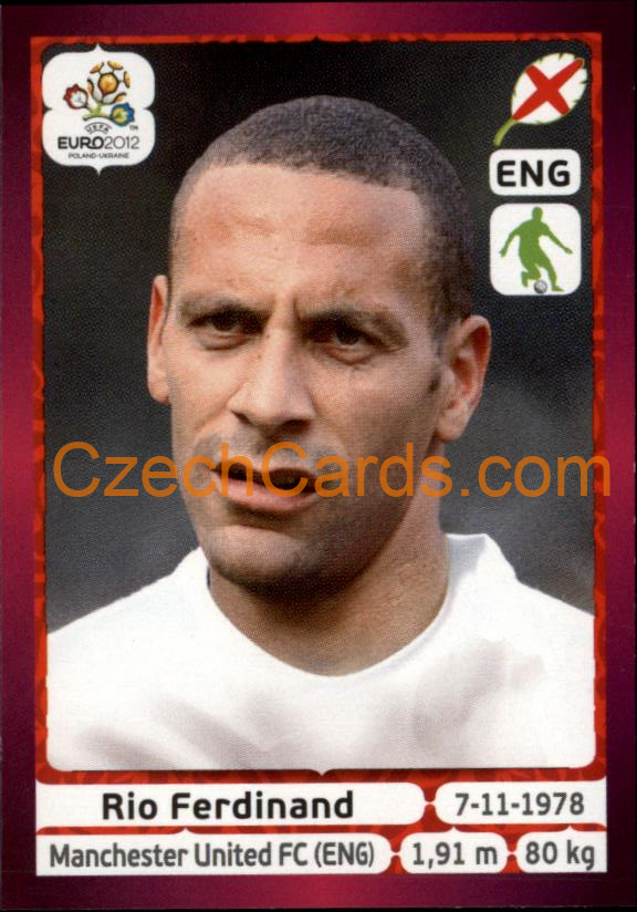 Rio Ferdinand 2012 Panini EURO sticker #494