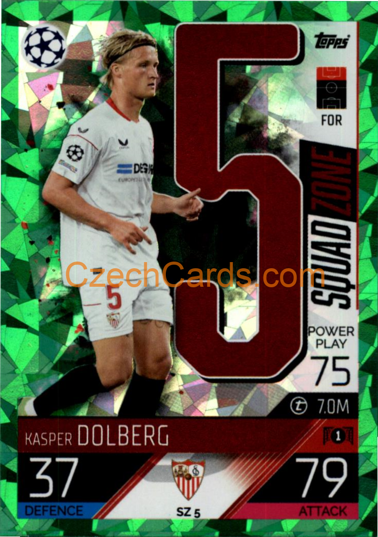 Kasper Dolberg (Sevilla FC) 2022/23 Match Attax Extra Green #SZ 5