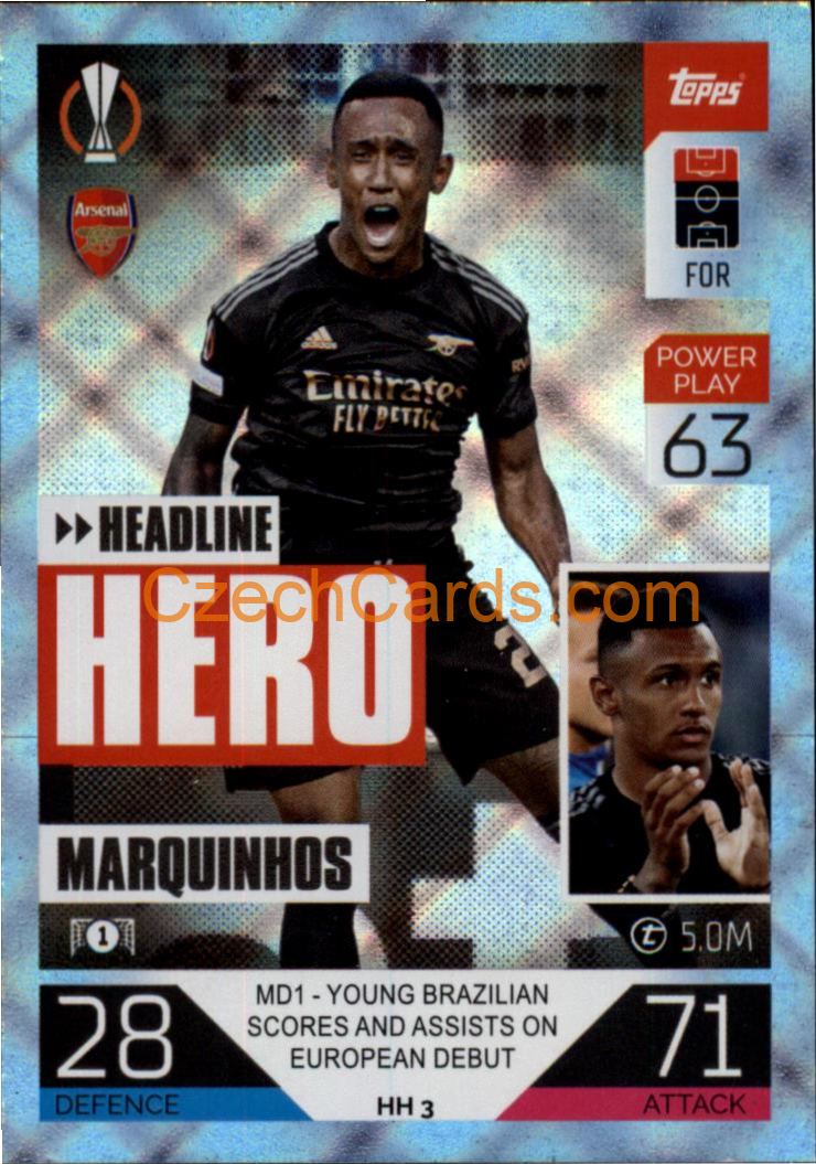 Marquinhos (Arsenal) 2022/23 Match Attax Extra Blue #HH 3