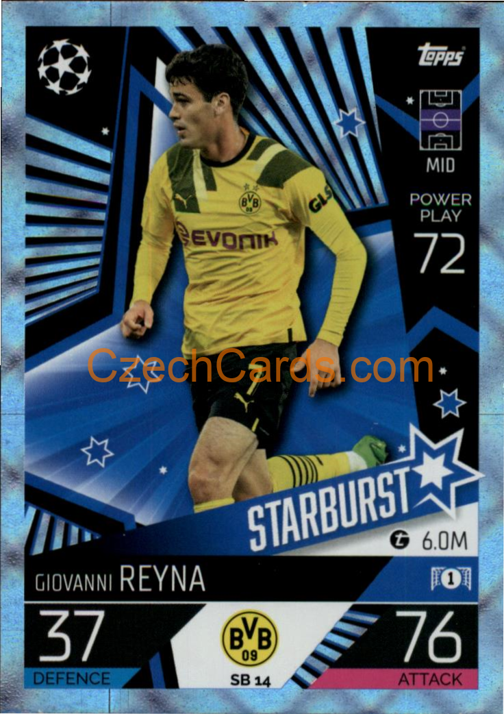 Giovanni Reyna (Borussia Dortmund) 2022/23 Match Attax Extra Blue #SB 14