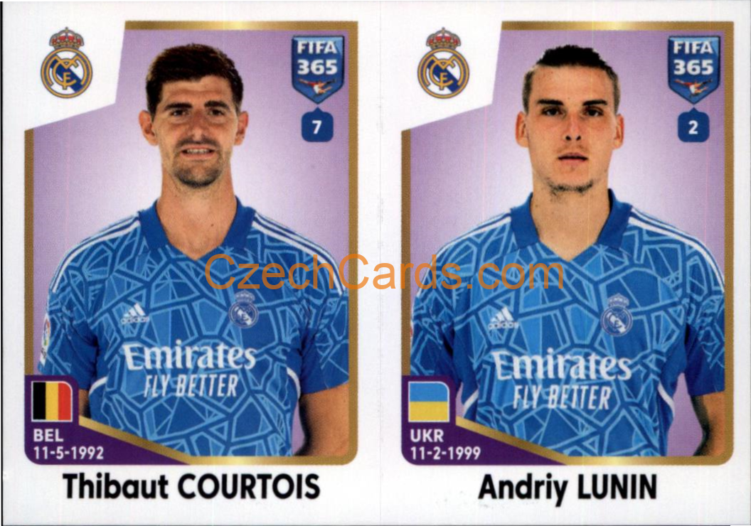 Thibaut Courtois / Andriy Lunin 2023 Panini Fifa 365 sticker #166
