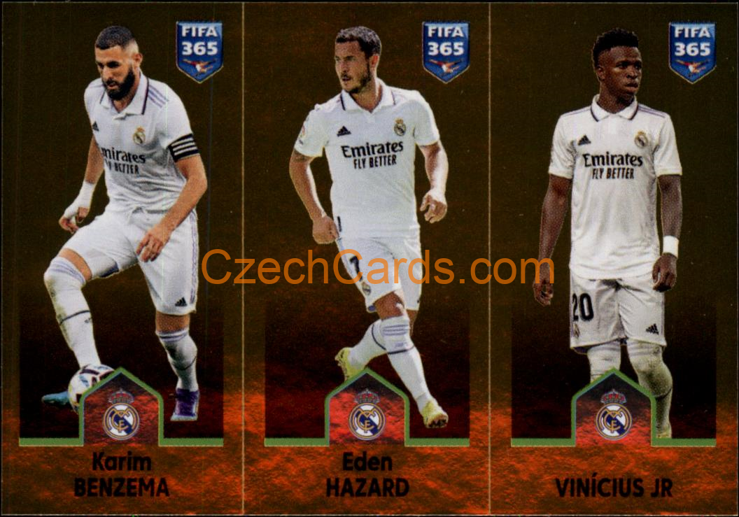 Karim Benzema / Eden Hazard / Vinícius Jr 2023 Panini Fifa 365 sticker #177
