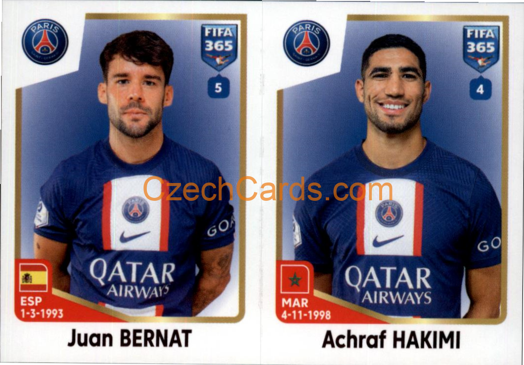 Juan Bernat / Achraf Hakimi 2023 Panini Fifa 365 sticker #216