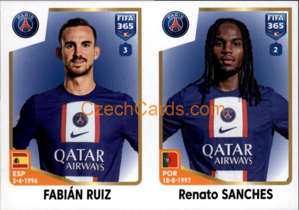Fabián Ruiz / Renato Sanches 2023 Panini Fifa 365 sticker #222