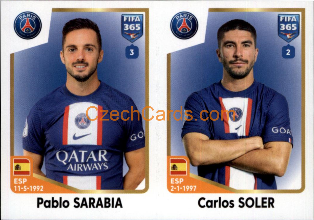 Pablo Sarabia / Carlos Soler 2023 Panini Fifa 365 sticker #223