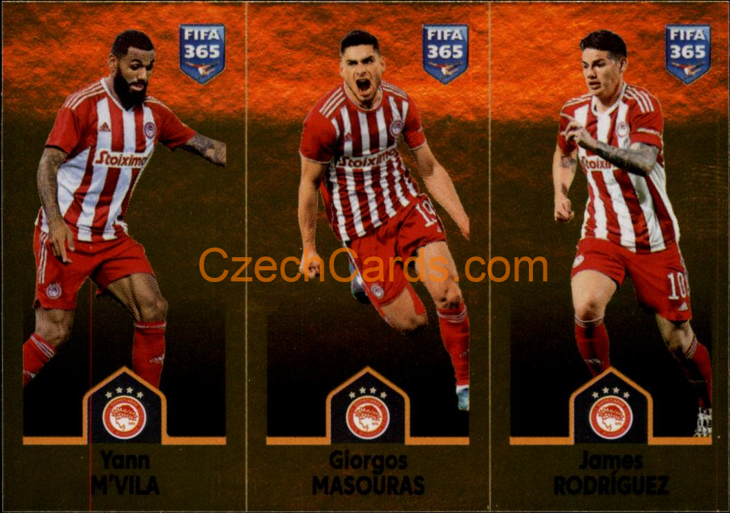 M’Vila / Giorgos Masouras / James Rodríguez 2023 Panini Fifa 365 sticker #267