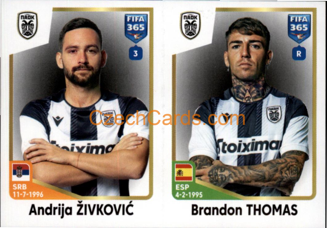 Andrija Živković / Brandon Thomas 2023 Panini Fifa 365 sticker #290