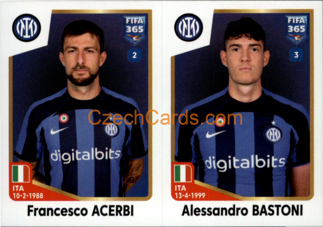 Francesco Acerbi / Alessandro Bastoni 2023 Panini Fifa 365 sticker #296