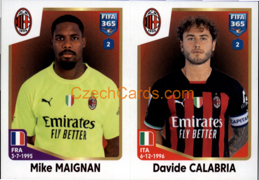 Mike Maignan / Davide Calabria 2023 Panini Fifa 365 sticker #326