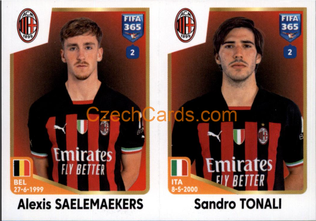 Alexis Saelemaekers / Sandro Tonali 2023 Panini Fifa 365 sticker #335