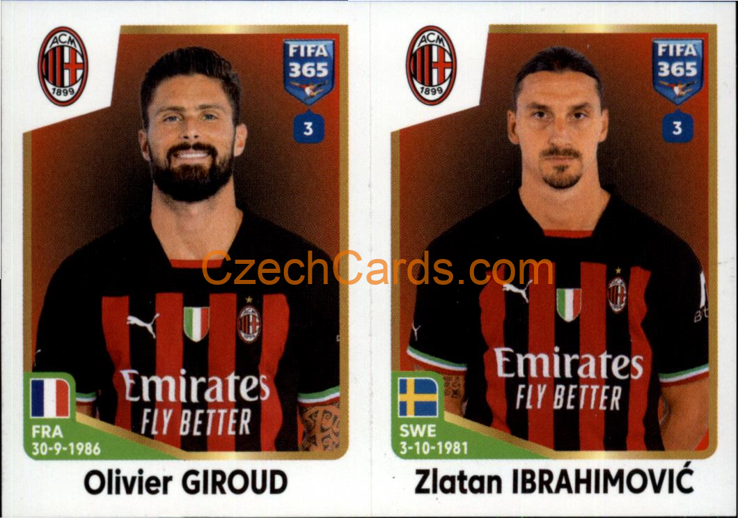 Olivier Giroud / Zlatan Ibrahimović 2023 Panini Fifa 365 sticker #336