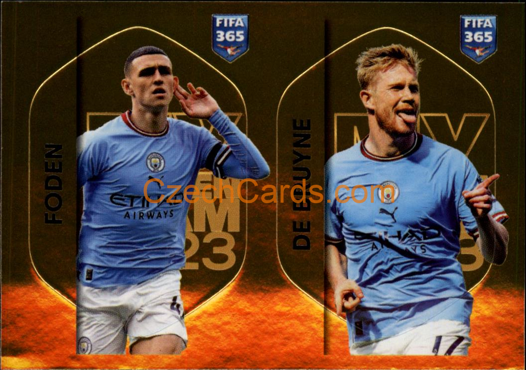Phil Foden Kevin De Bruyne 2023 Panini Fifa 365 sticker GOLDEN #KDB-FOD