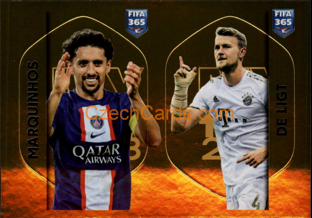 Marquinhos Matthijs de Ligt 2023 Panini Fifa 365 sticker GOLDEN #MDL-MAR