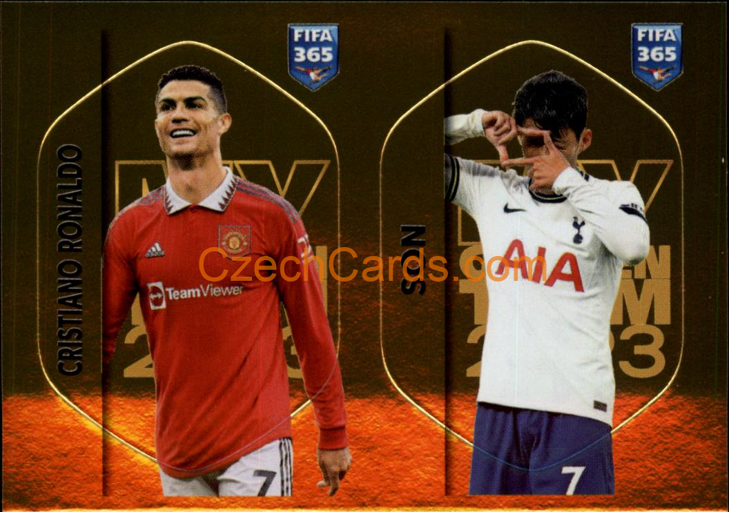 Cristiano Ronaldo Heung-min Son 2023 Panini Fifa 365 sticker GOLDEN #RON-SON