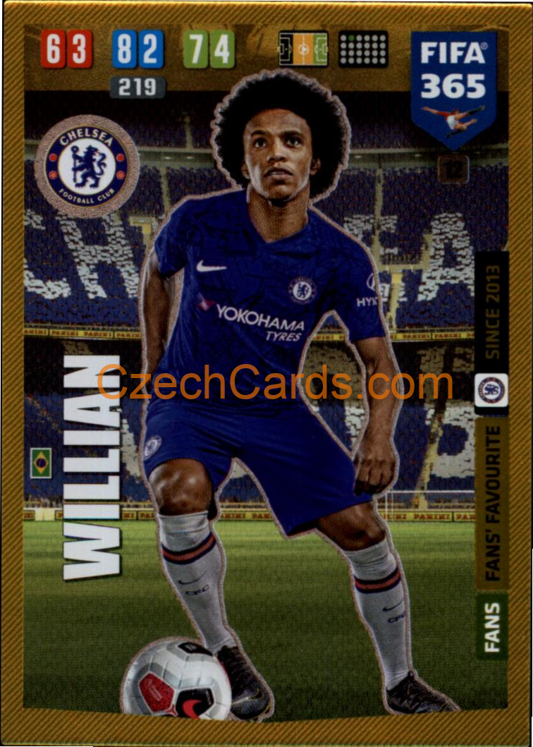 Willian 2020 Panini FIFA 365 Adrenalyn FANS #12