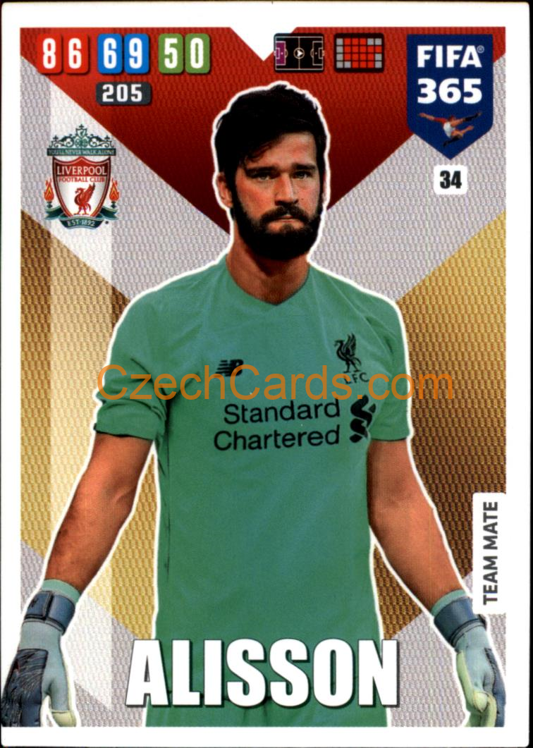 Alisson 2020 Panini FIFA 365 Adrenalyn #34