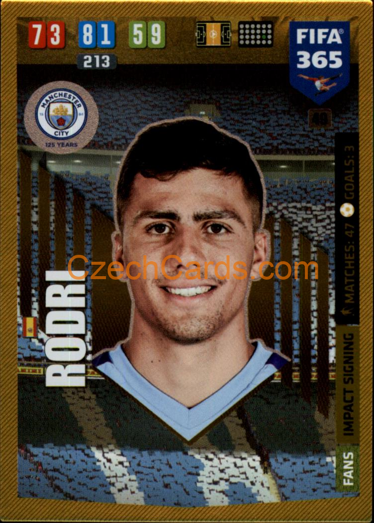 Rodri 2020 Panini FIFA 365 Adrenalyn IMPACT #49