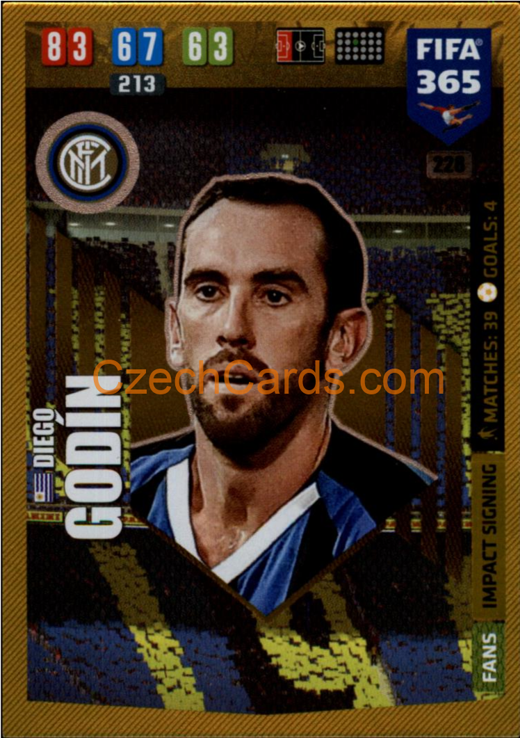 Diego Godin 2020 Panini FIFA 365 Adrenalyn IMPACT #228