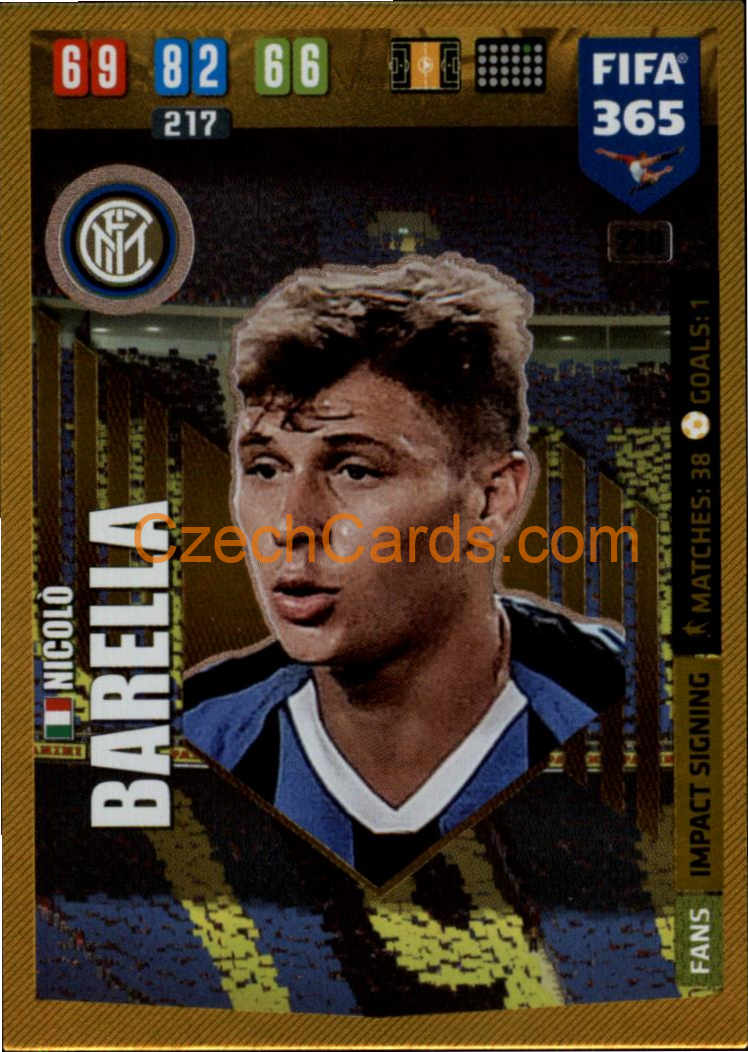 Nicolo Barella 2020 Panini FIFA 365 Adrenalyn IMPACT #230