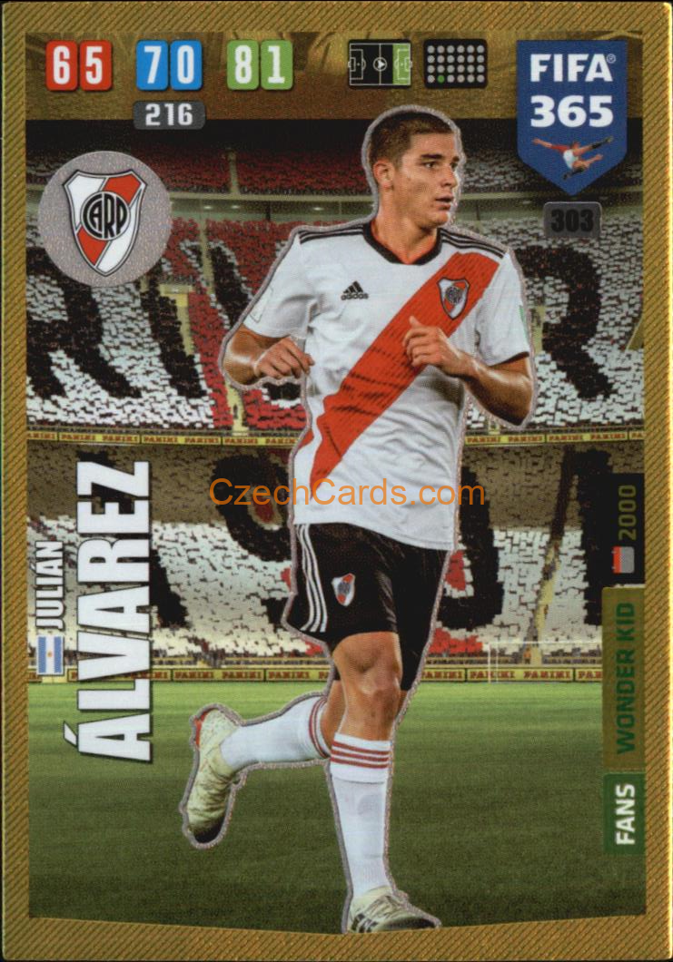 Julian Alvarez 2020 Panini FIFA 365 Adrenalyn WONDER KID #303 RC