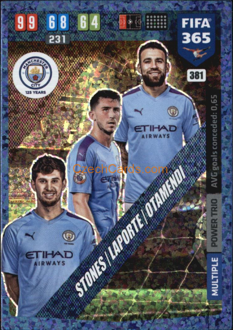 Stones / Laporte / Otamendi 2020 Panini FIFA 365 Adrenalyn Power Trio #381