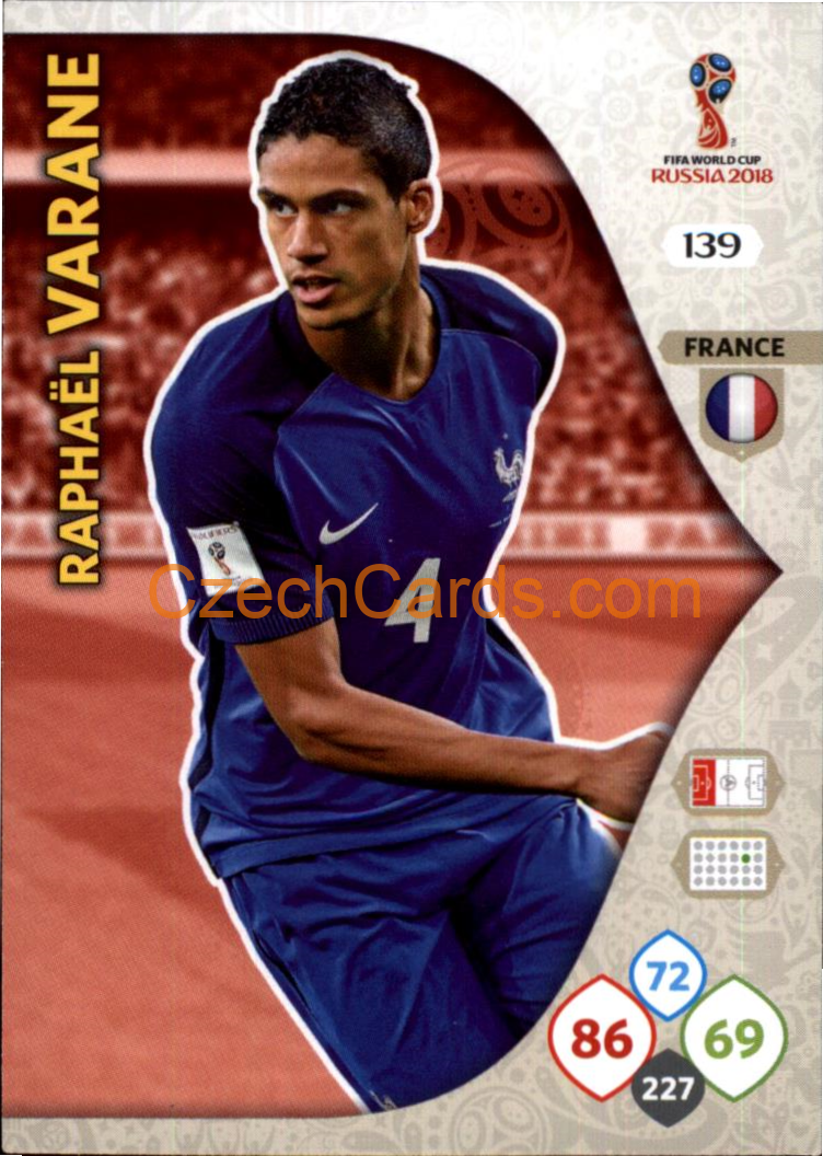 Raphaël Varane 2018 Panini WC Russia  Adrenalyn #139