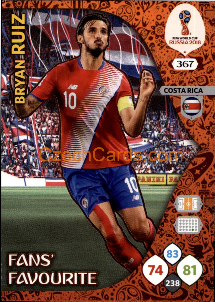 Bryan Ruiz 2018 Panini WC Russia  Adrenalyn Fans' Favourite #367