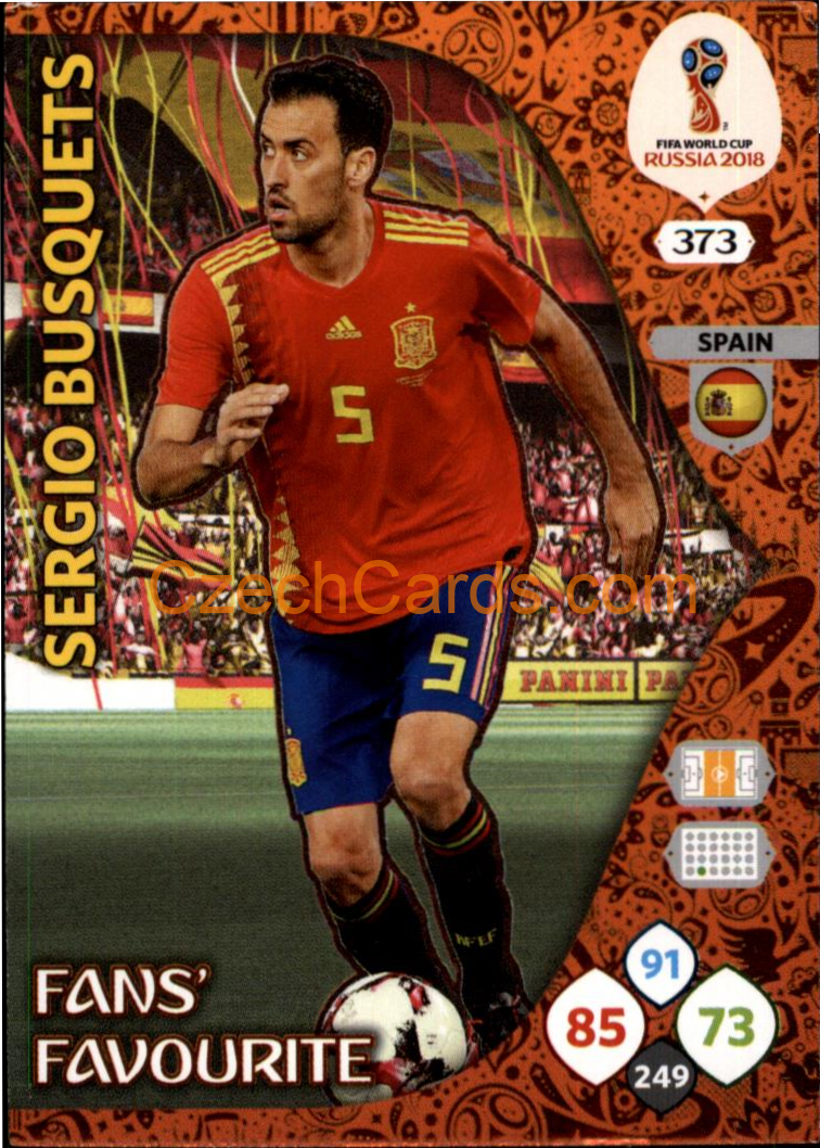Sergio Busquets 2018 Panini WC Russia  Adrenalyn Fans' Favourite #373