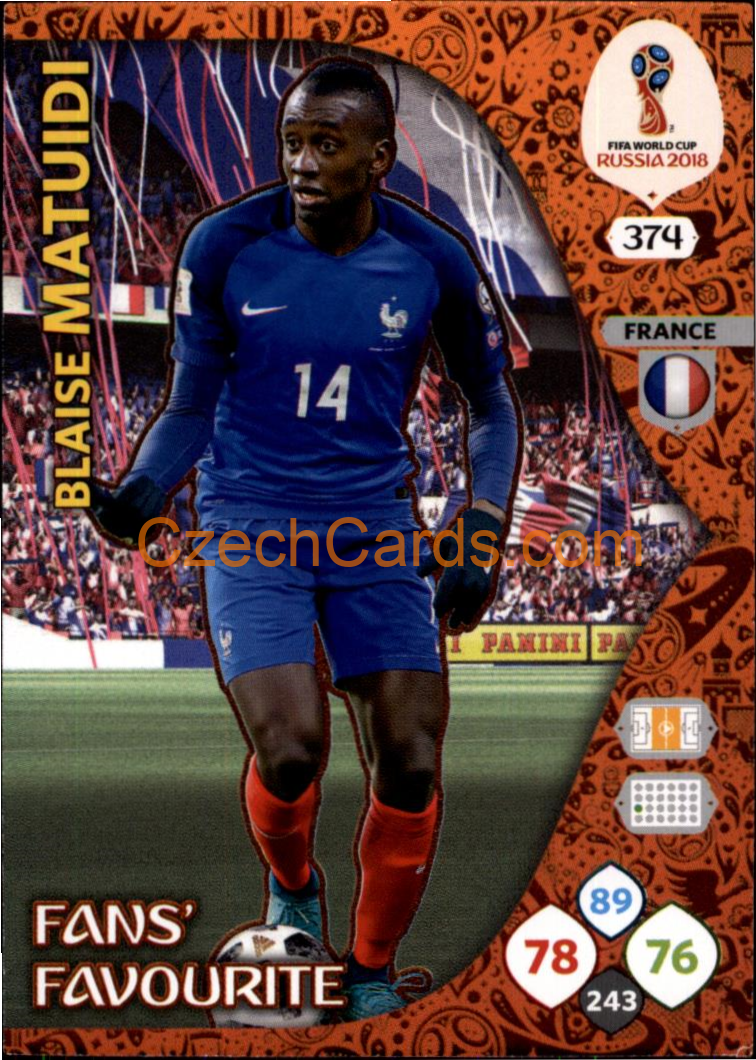 Blaise Matuidi 2018 Panini WC Russia  Adrenalyn Fans' Favourite #374