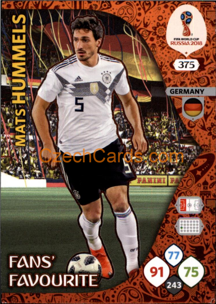 Mats Hummels 2018 Panini WC Russia  Adrenalyn Fans' Favourite #375