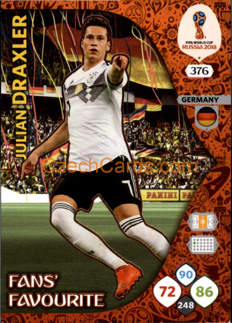 Julian Draxler 2018 Panini WC Russia  Adrenalyn Fans' Favourite #376