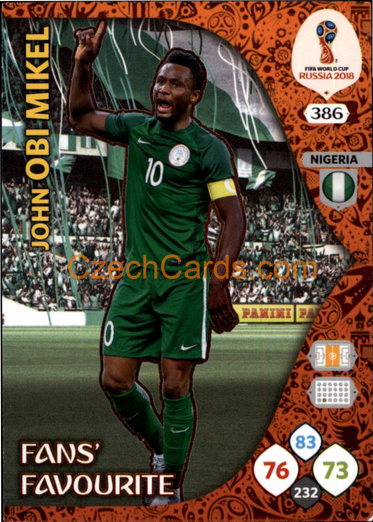 John Obi Mikel 2018 Panini WC Russia  Adrenalyn Fans' Favourite #386
