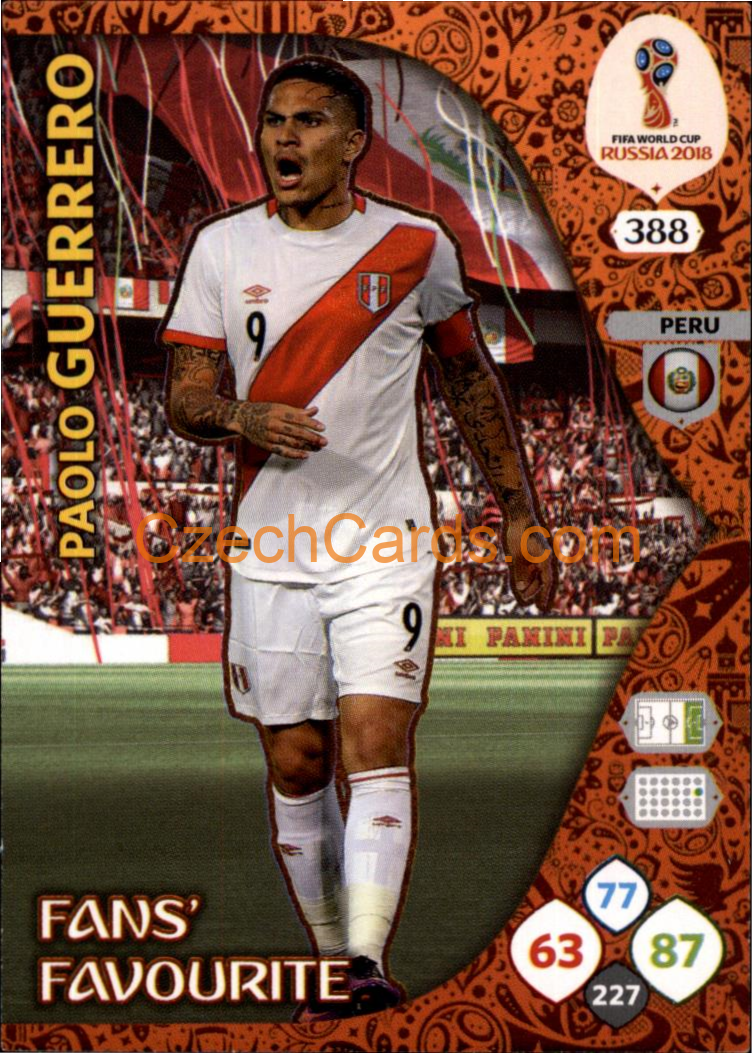 Paolo Guerrero 2018 Panini WC Russia  Adrenalyn Fans' Favourite #388