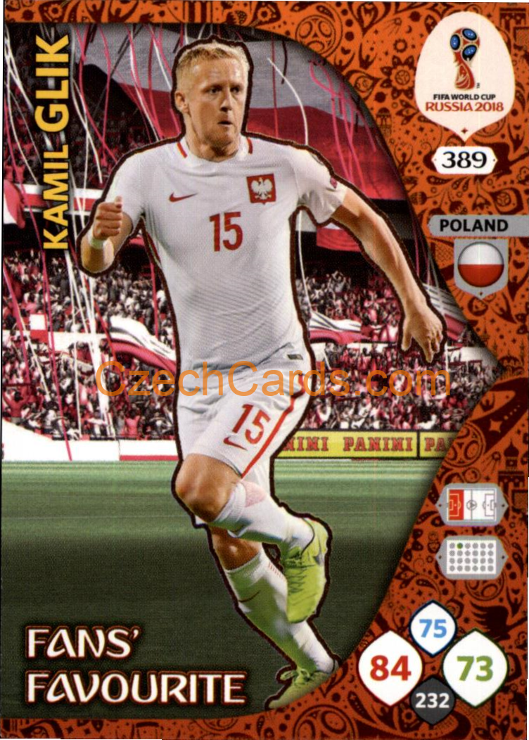 Kamil Glik 2018 Panini WC Russia  Adrenalyn Fans' Favourite #389